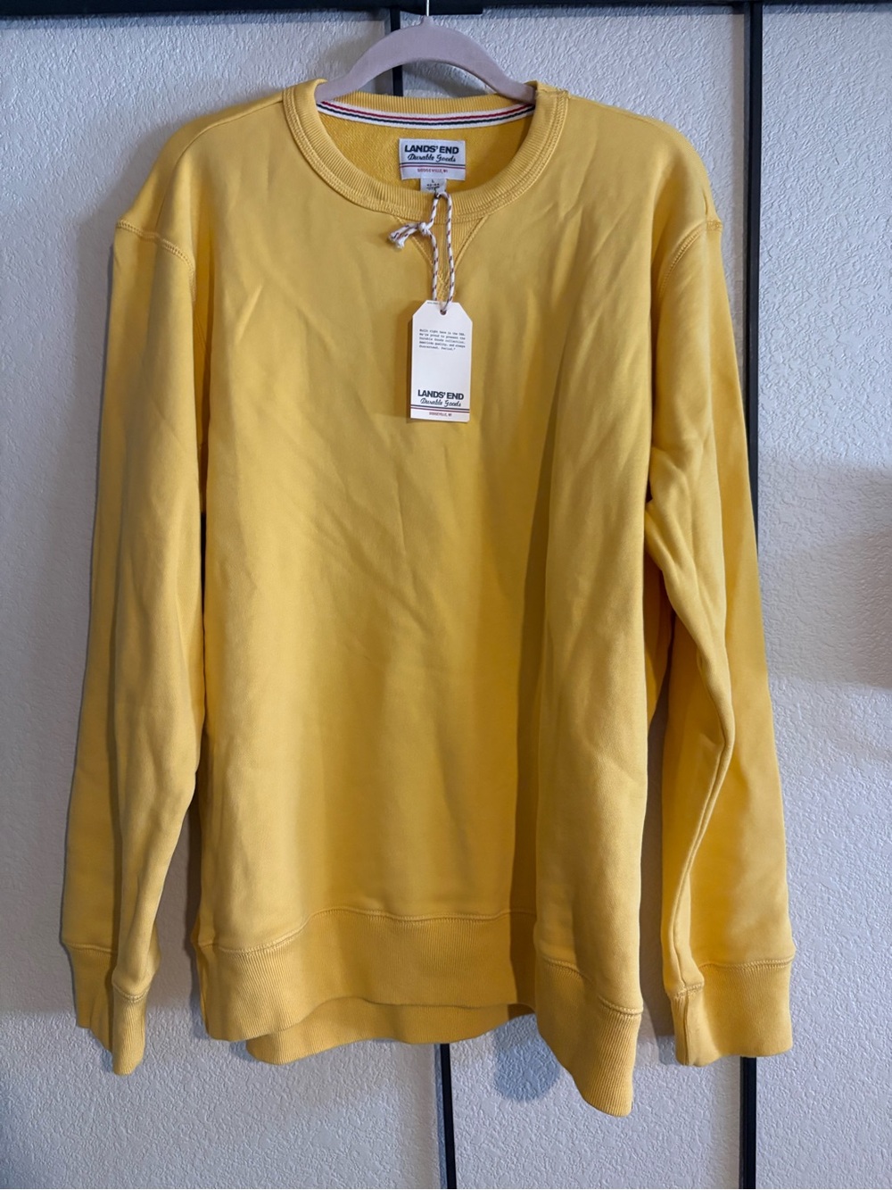 Lands' End Men's Sunny Yellow Crewneck Sweatshirt